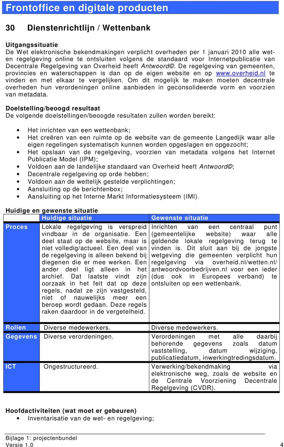 De regelgeving van gemeenten, provincies en waterschappen is dan op de eigen website en op www.overheid.nl te vinden en met elkaar te vergelijken.