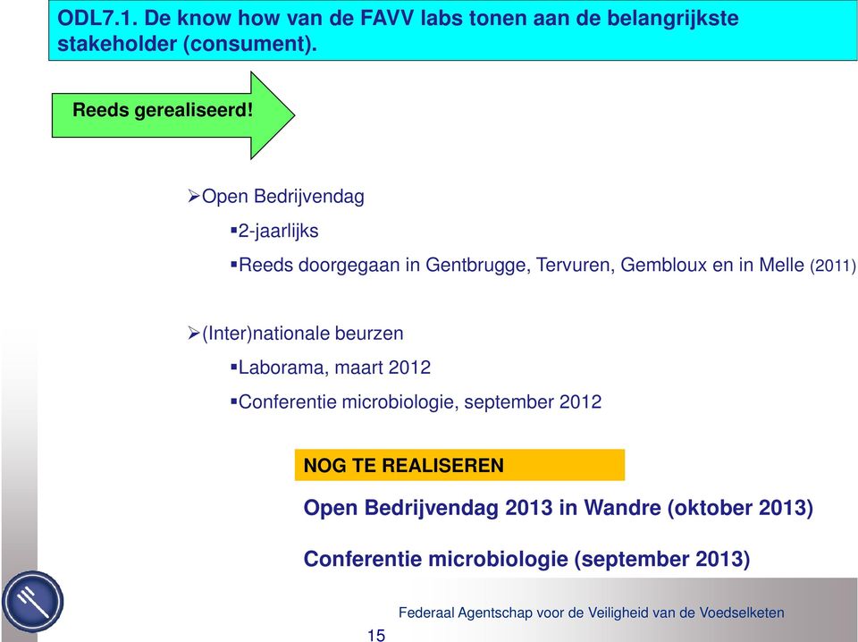 Open Bedrijvendag 2-jaarlijks Reeds doorgegaan in Gentbrugge, Tervuren, Gembloux en in Melle (2011)