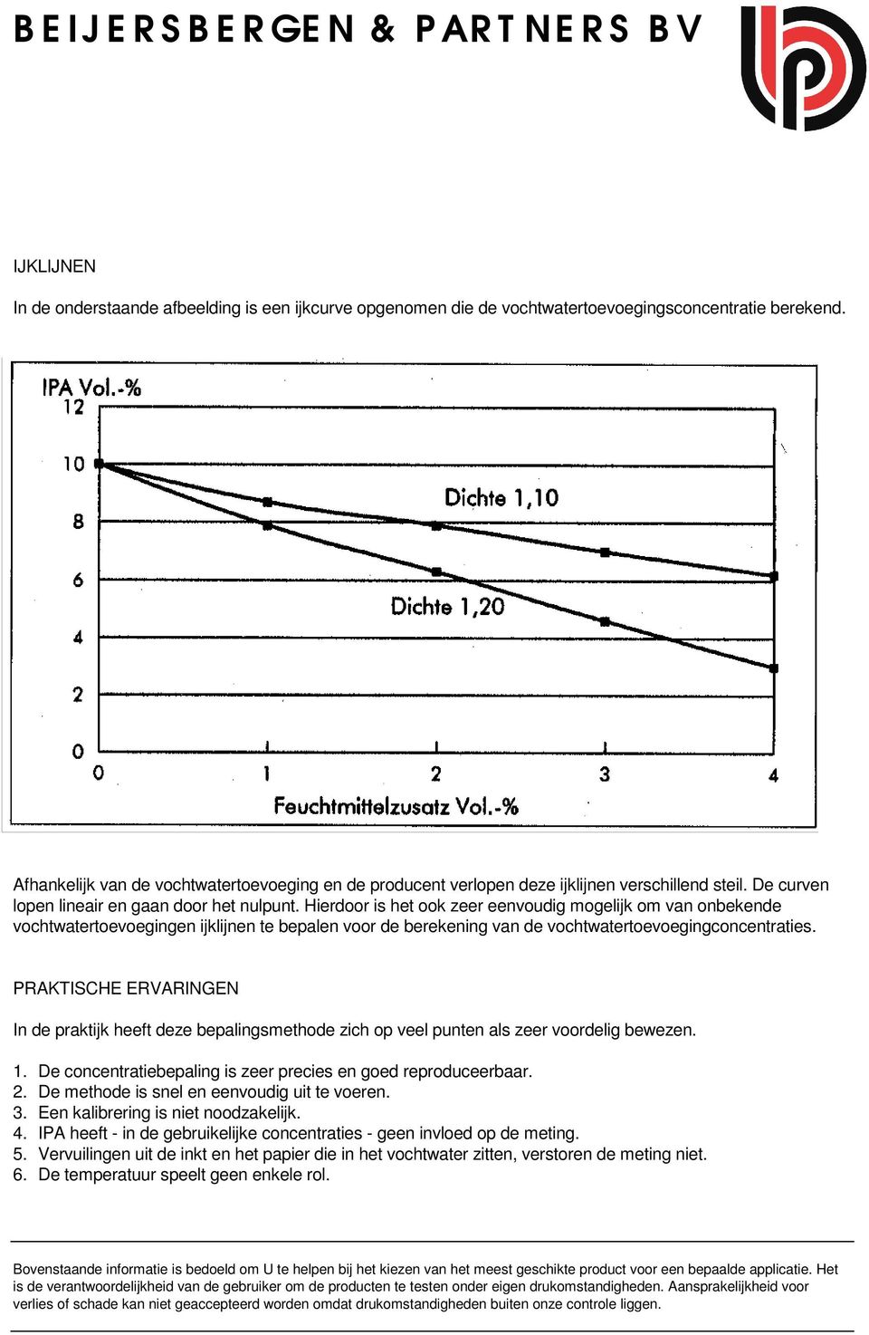 Hierdoor is het ook zeer eenvoudig mogelijk om van onbekende vochtwatertoevoegingen ijklijnen te bepalen voor de berekening van de vochtwatertoevoegingconcentraties.