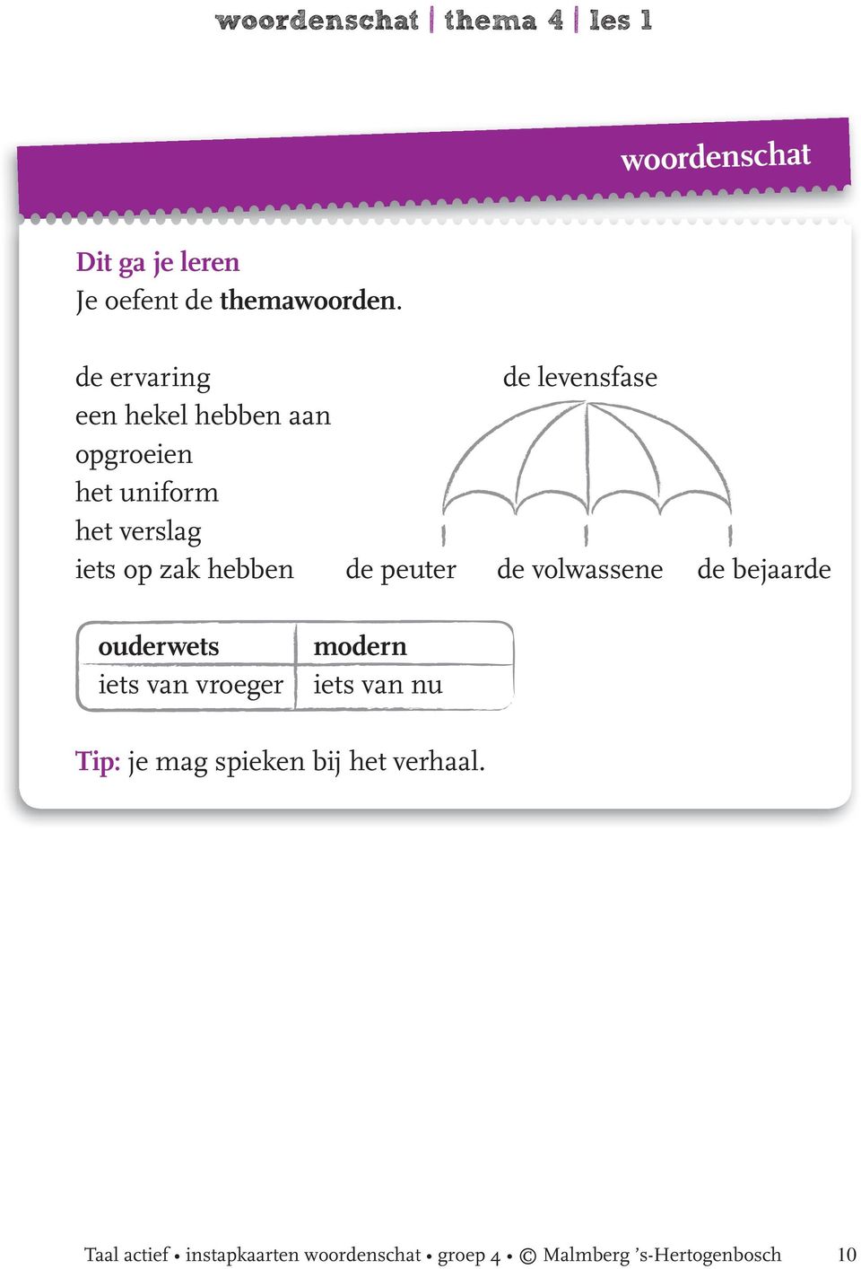 bejaarde ouderwets iets van vroeger modern iets van nu Tip: je mag