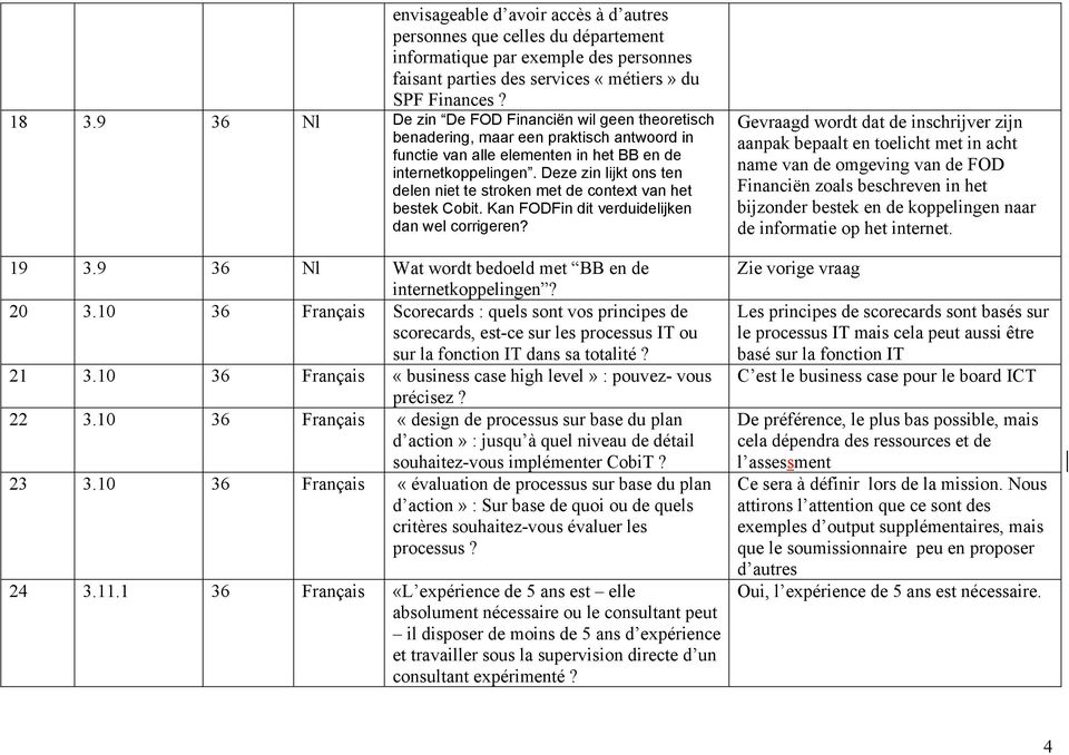 Deze zin lijkt ons ten delen niet te stroken met de context van het bestek Cobit. Kan FODFin dit verduidelijken dan wel corrigeren? 19 3.9 36 Nl Wat wordt bedoeld met BB en de internetkoppelingen?