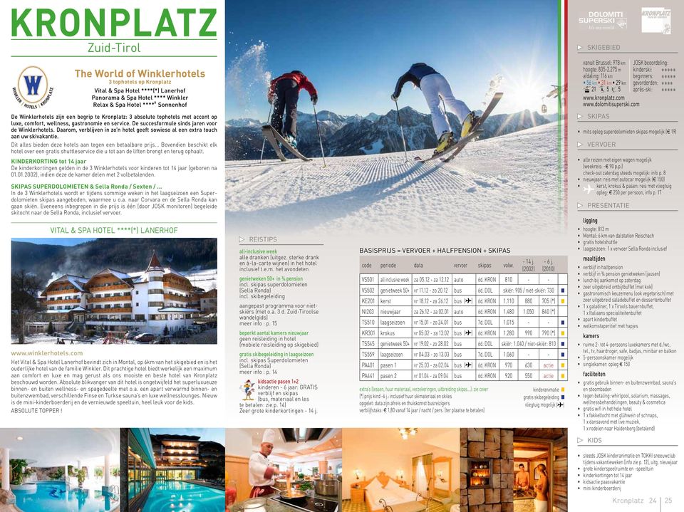 com De Winklerhotels zijn een begrip te Kronplatz: 3 absolute tophotels met accent op luxe, comfort, wellness, gastronomie en service. De succesformule sinds jaren voor de Winklerhotels.