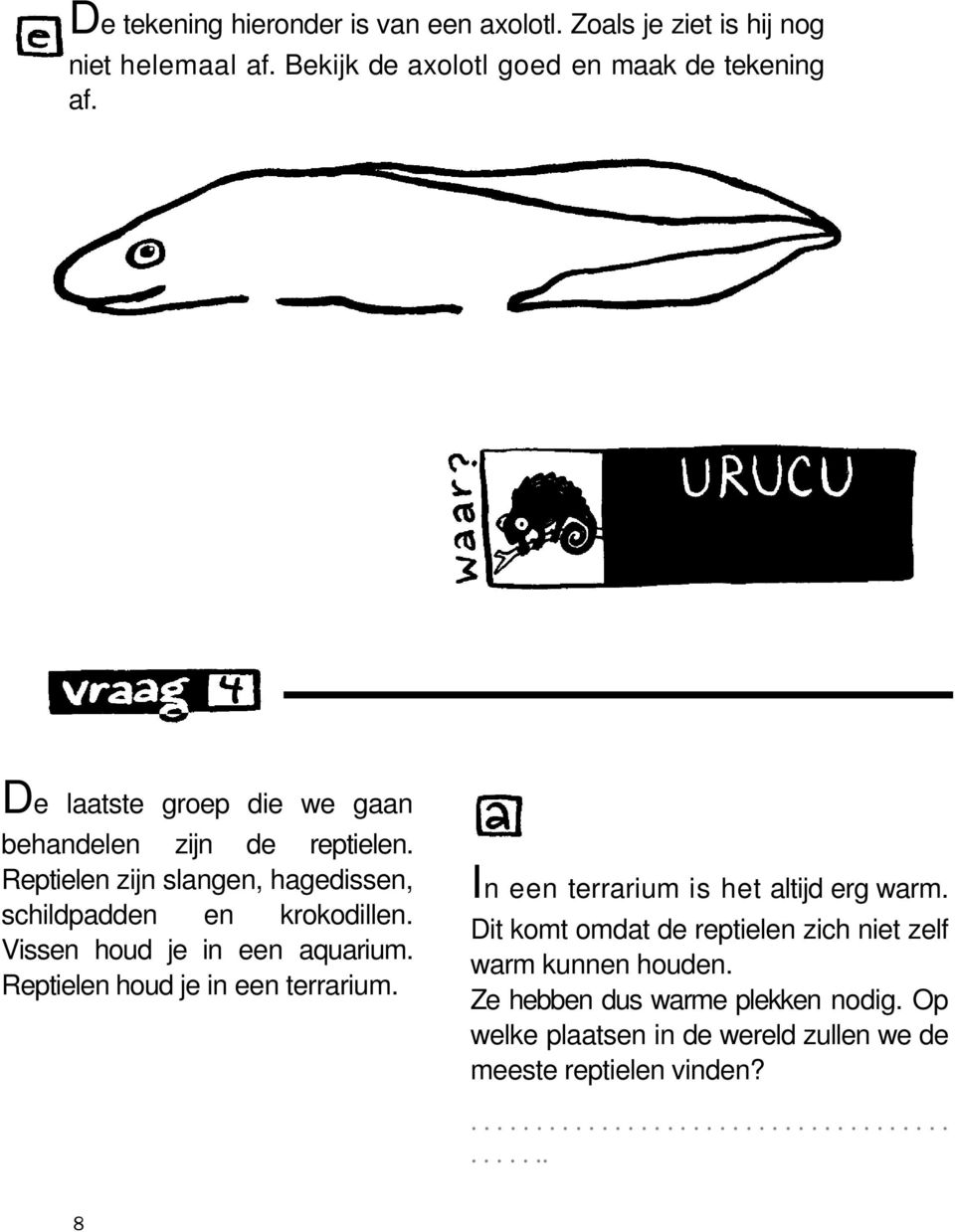 Vissen houd je in een aquarium. Reptielen houd je in een terrarium. In een terrarium is het altijd erg warm.