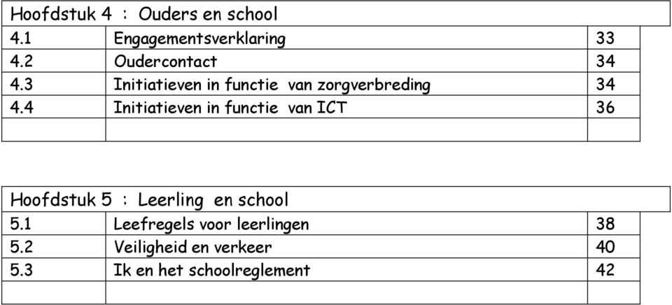 4 Initiatieven in functie van ICT 36 Hoofdstuk 5 : Leerling en school 5.