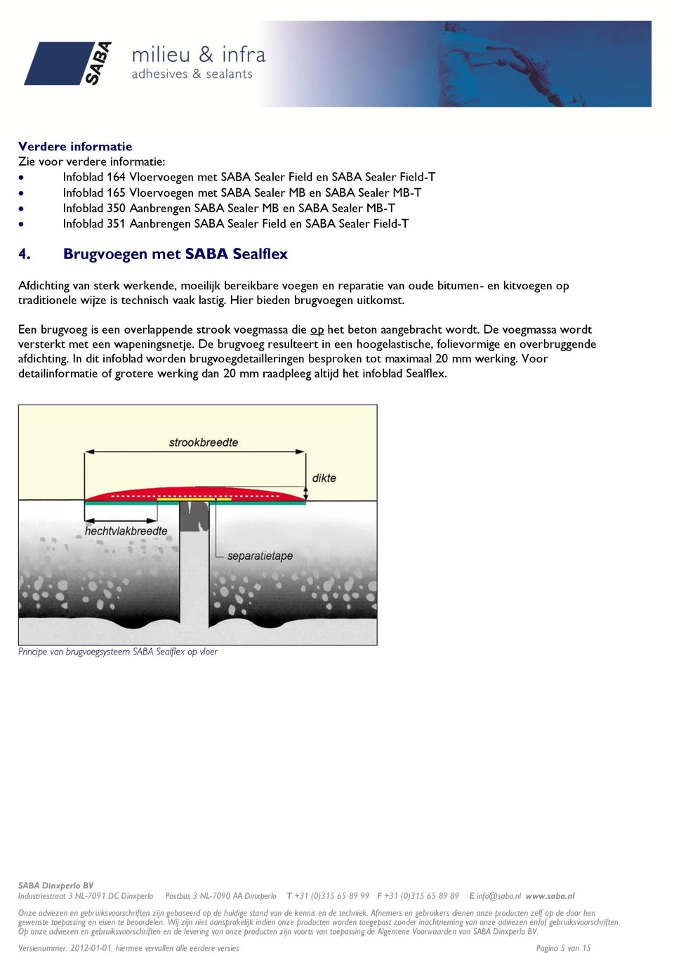 Brugvoegen met SABA Sealflex Afdichting van sterk werkende, moeilijk bereikbare voegen en reparatie van oude bitumen- en kitvoegen op traditionele wijze is technisch vaak lastig.