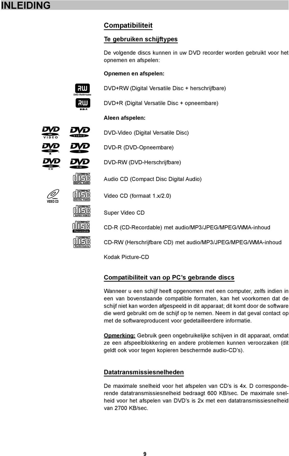 Digital Audio) DIGITAL VIDEO Video CD (formaat 1.x/2.