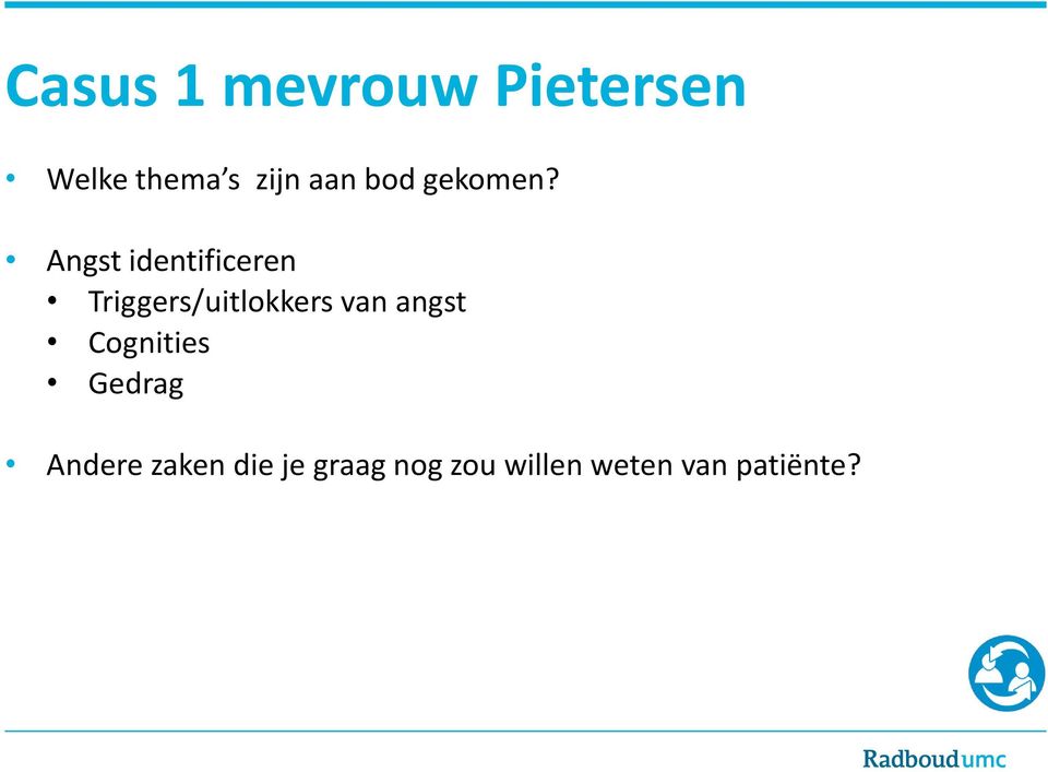 Angst identificeren Triggers/uitlokkers van