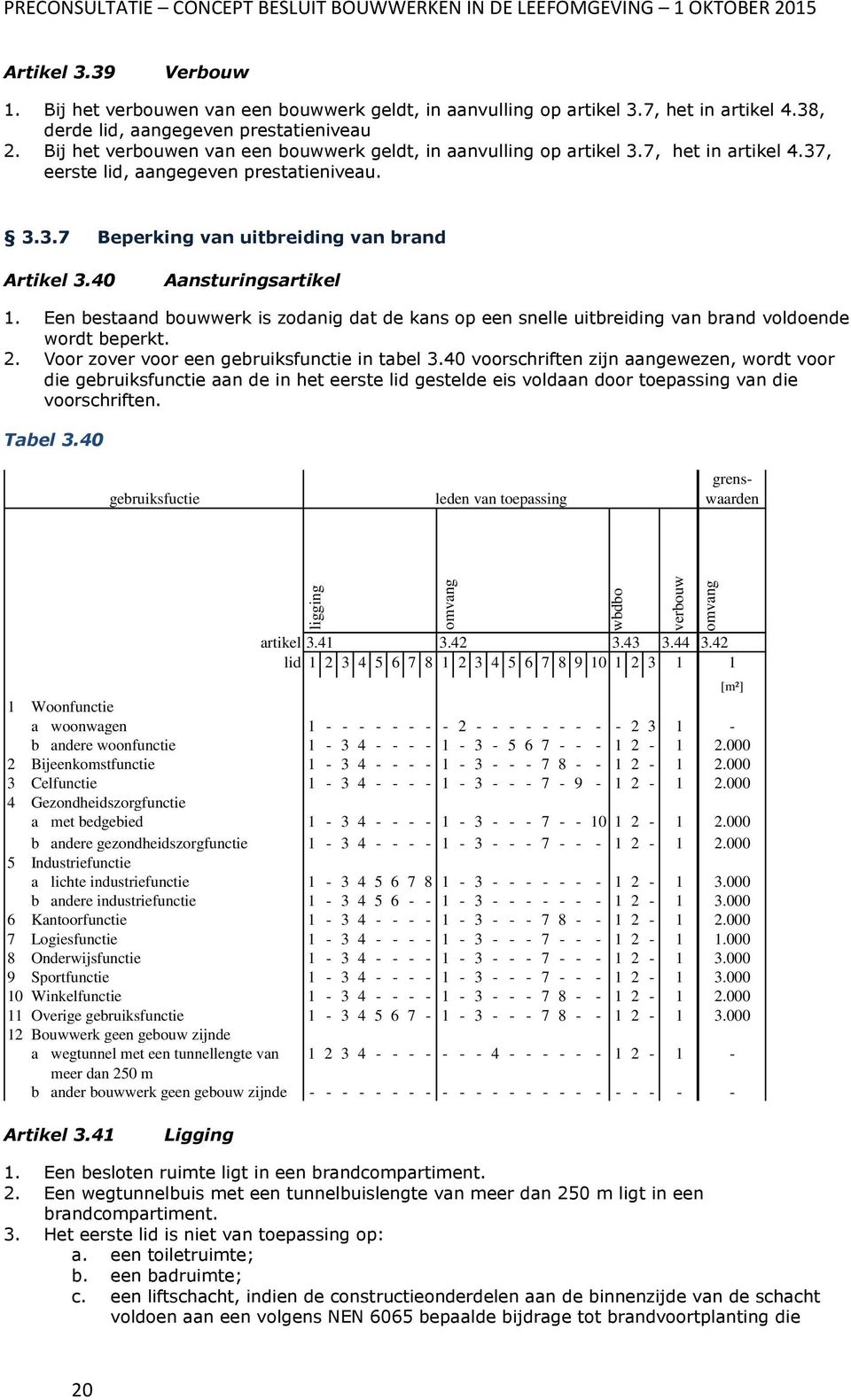 Bij het verbouwen van een bouwwerk geldt, in aanvulling op artikel 3.7, het in artikel 4.37, eerste lid, aangegeven prestatieniveau. 3.3.7 Beperking van uitbreiding van brand Artikel 3.40 1.