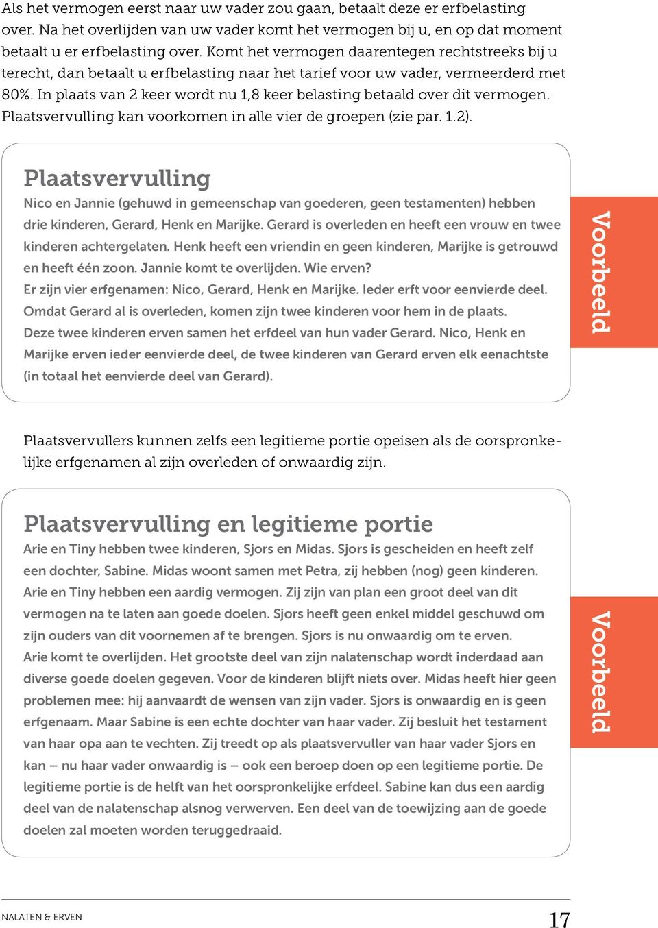 In plaats van 2 keer wordt nu 1,8 keer belasting betaald over dit vermogen. Plaatsvervulling kan voorkomen in alle vier de groepen (zie par. 1.2).