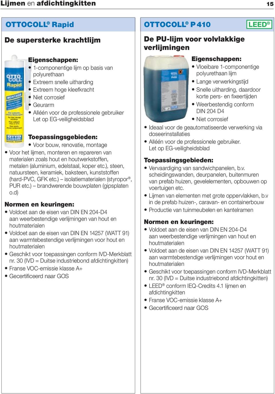 koper etc.), steen, natuursteen, keramiek, baksteen, kunststoffen (hard-pvc, GFK etc.) isolatiematerialen (styropor, PUR etc.) brandwerende bouwplaten (gipsplaten o.