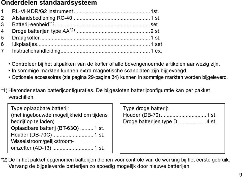 In sommige markten kunnen extra magnetische scanplaten zijn bijgevoegd. Optionele accessoires (zie pagina 29-pagina 34) kunnen in sommige markten worden bijgeleverd.