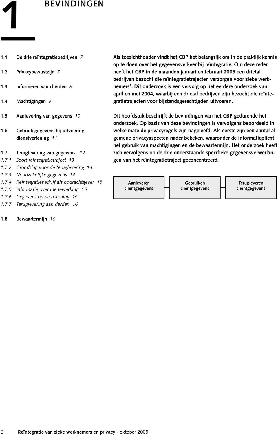 Om deze reden heeft het CBP in de maanden januari en februari 2005 een drietal bedrijven bezocht die reïntegratietrajecten verzorgen voor zieke werknemers 1.