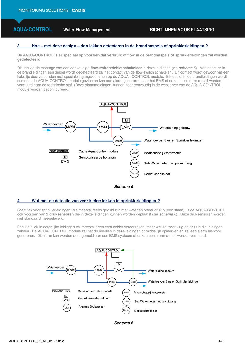 Dit kan via de montage van een eenvoudige flow-switch/debietschakelaar in deze leidingen (zie schema 5).