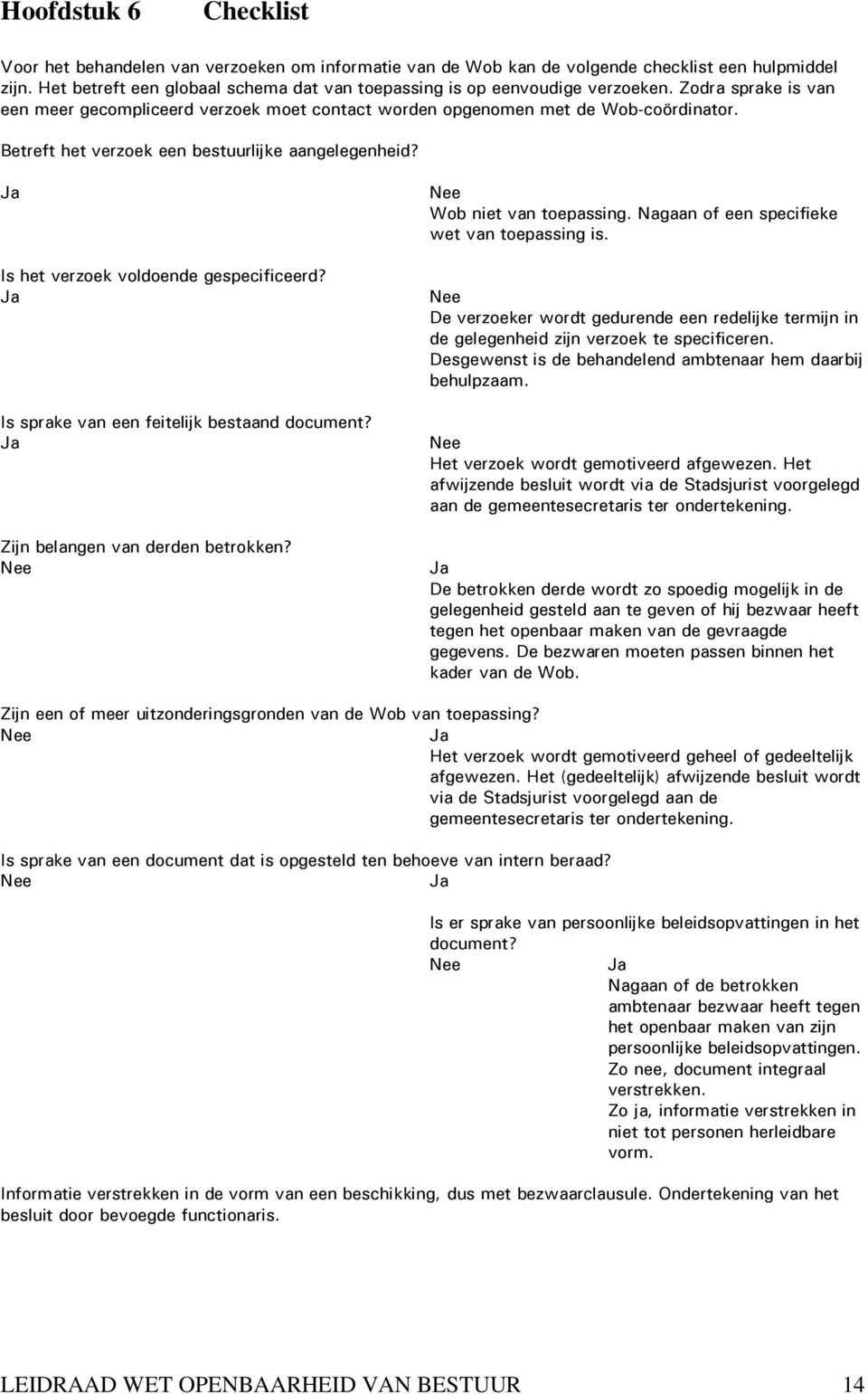 Betreft het verzoek een bestuurlijke aangelegenheid? Ja Is het verzoek voldoende gespecificeerd? Ja Is sprake van een feitelijk bestaand document? Ja Zijn belangen van derden betrokken?