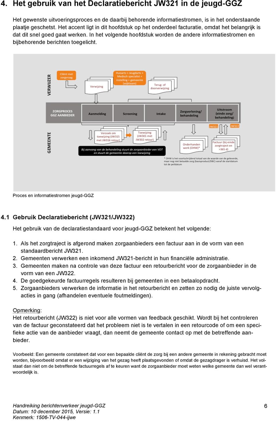 In het volgende hoofdstuk worden de andere informatiestromen en bijbehorende berichten toegelicht. Proces en informatiestromen jeugd-ggz 4.