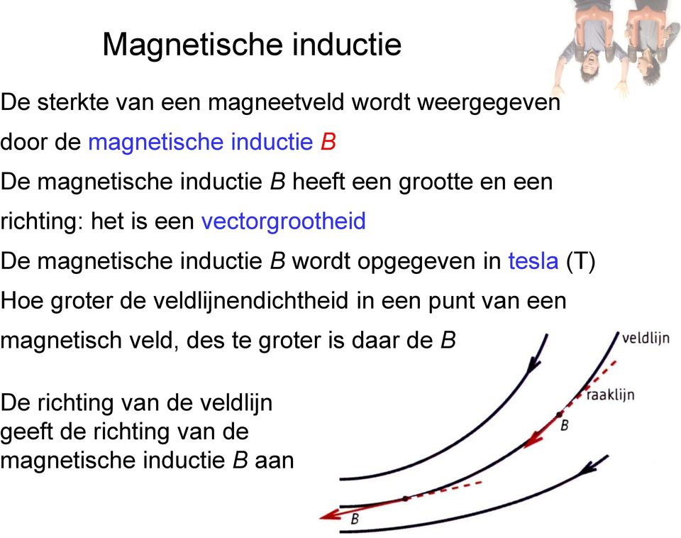 inductie B wordt opgegeven in tesla (T) Hoe groter de veldlijnendichtheid in een punt van een magnetisch
