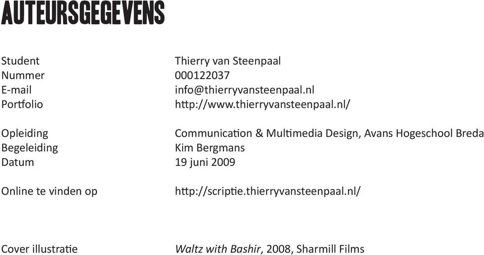 nl/ Opleiding Communication & Multimedia Design, Avans Hogeschool Breda Begeleiding Kim