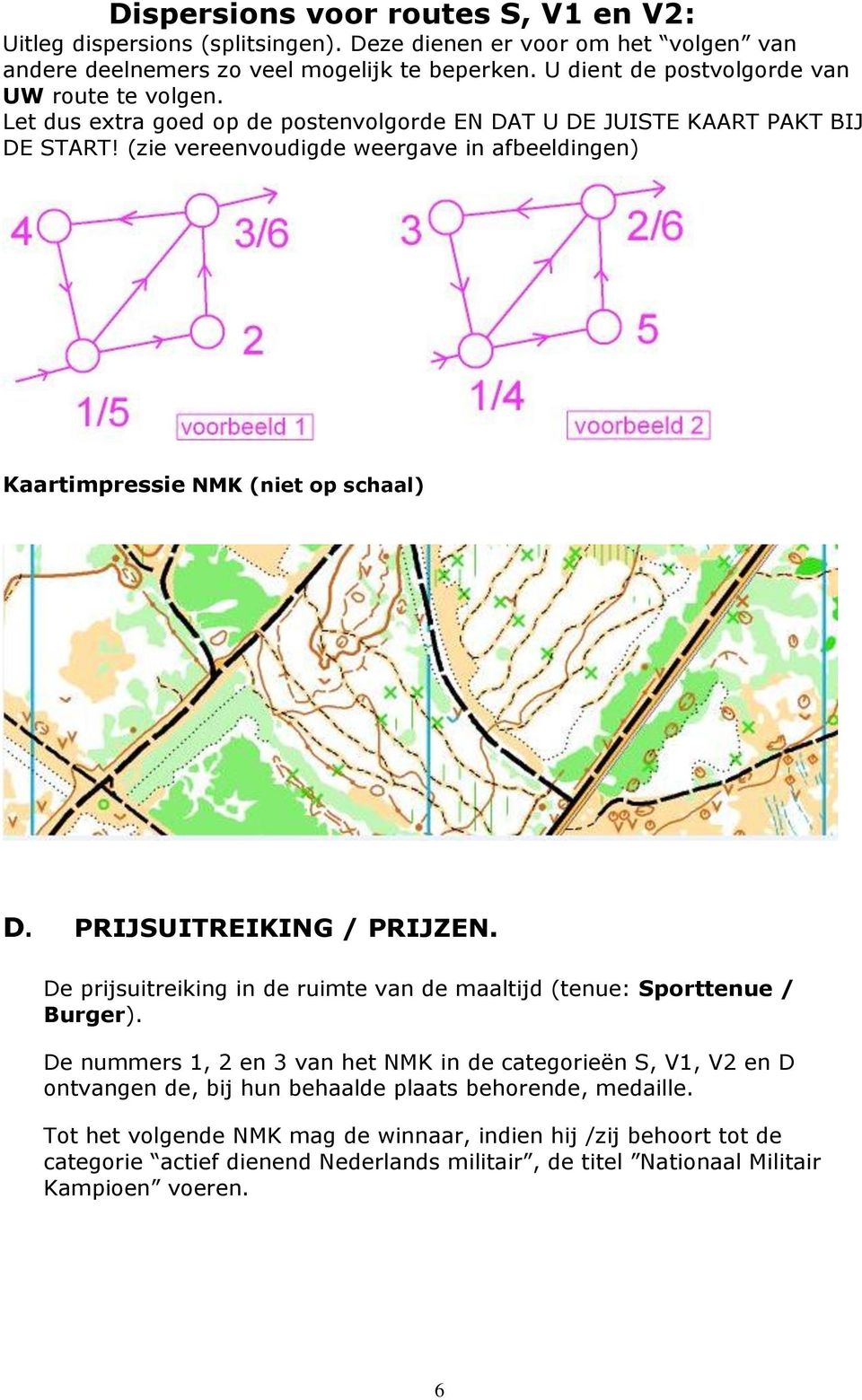 (zie vereenvoudigde weergave in afbeeldingen) Kaartimpressie NMK (niet op schaal) D. PRIJSUITREIKING / PRIJZEN. De prijsuitreiking in de ruimte van de maaltijd (tenue: Sporttenue / Burger).