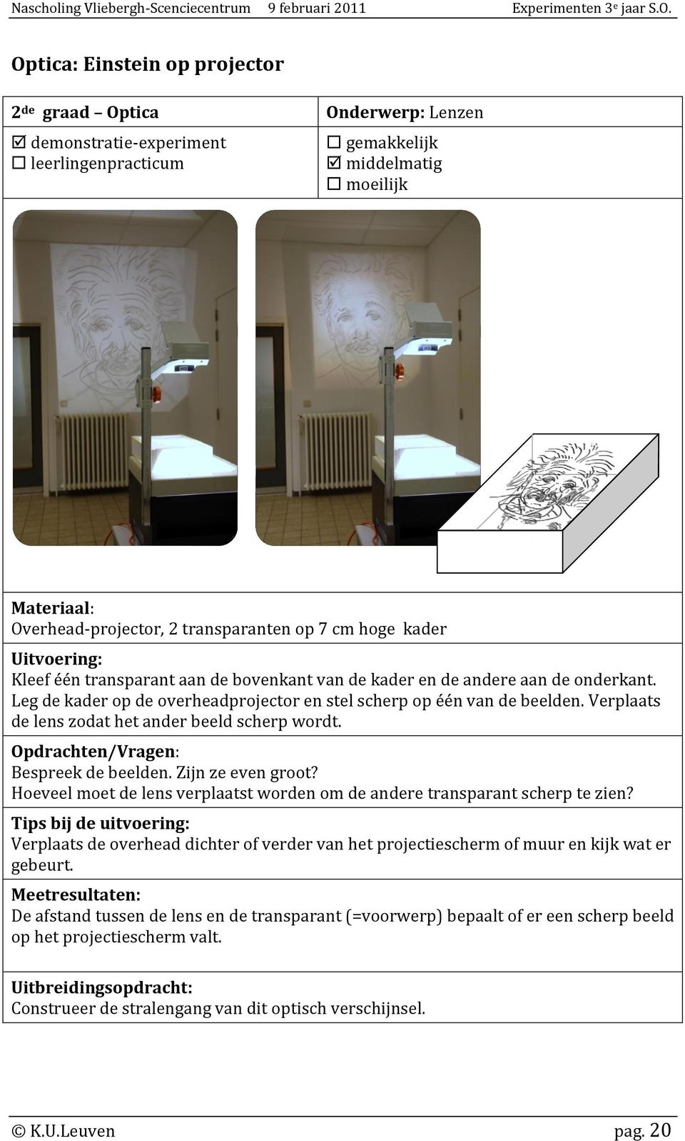 Hoeveel moet de lens verplaatst worden om de andere transparant scherp te zien? Verplaats de overhead dichter of verder van het projectiescherm of muur en kijk wat er gebeurt.