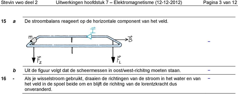 Uit de figuur volgt dat de sheermessen in oost/west-rihitng moeten staan.