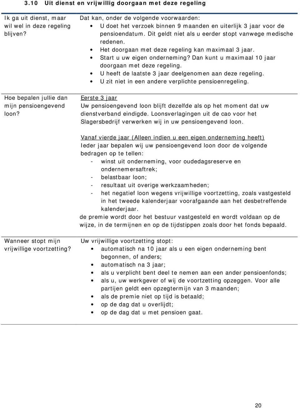 Het doorgaan met deze regeling kan maximaal 3 jaar. Start u uw eigen onderneming? Dan kunt u maximaal 10 jaar doorgaan met deze regeling. U heeft de laatste 3 jaar deelgenomen aan deze regeling.