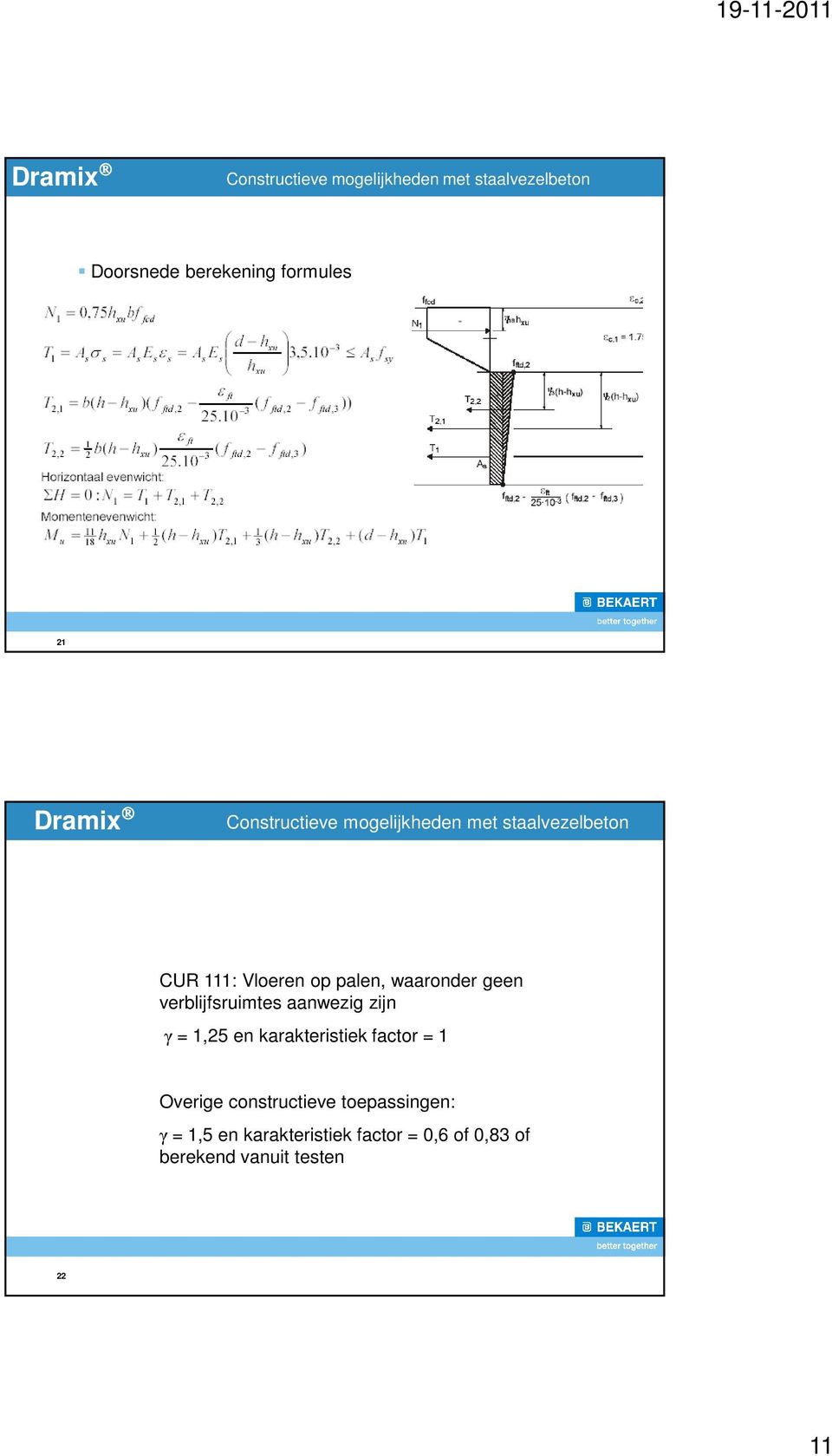 karakteristiek factor = 1 Overige constructieve toepassingen: γ