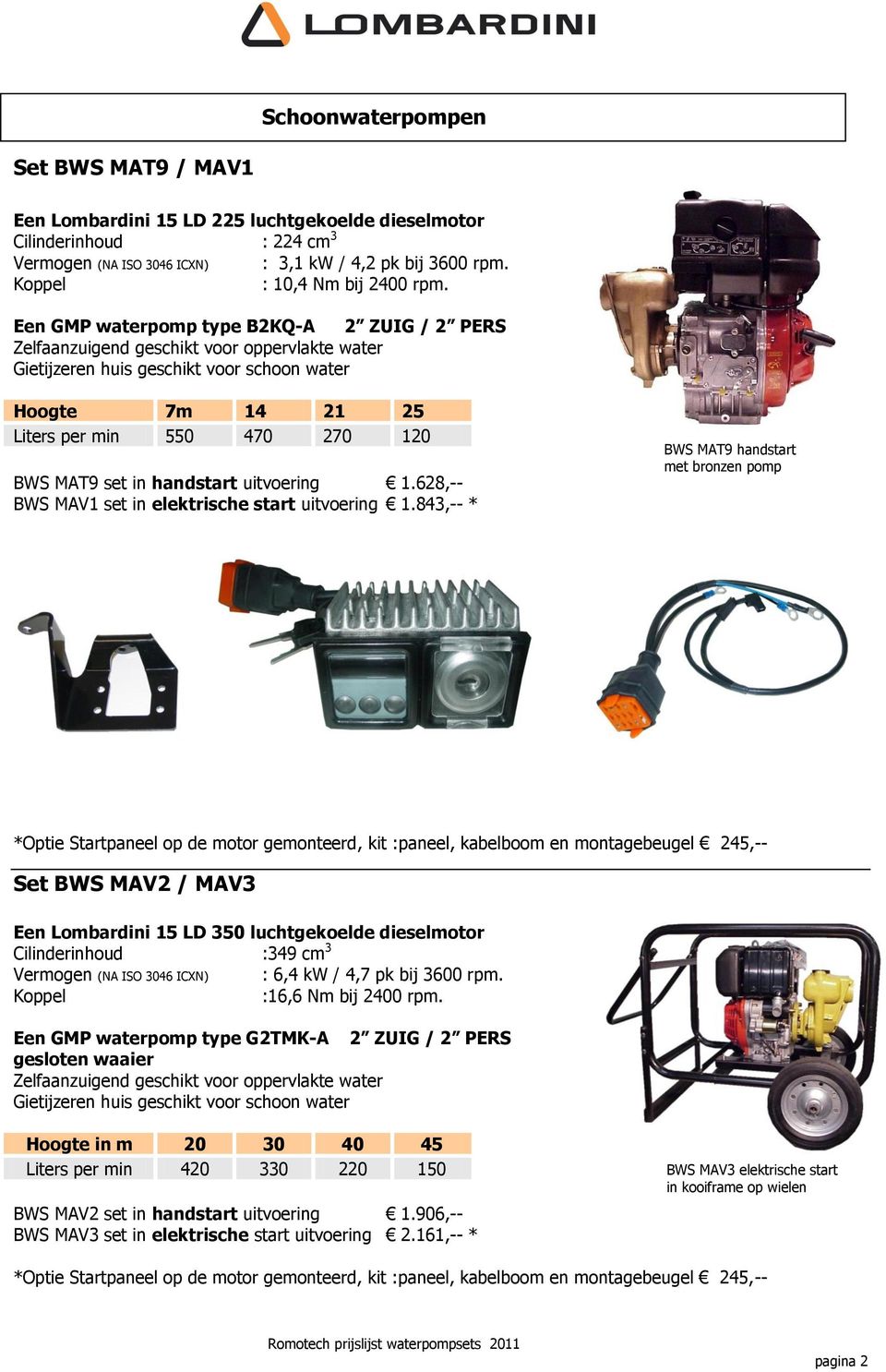 628,-- BWS MAV1 set in elektrische start uitvoering 1.