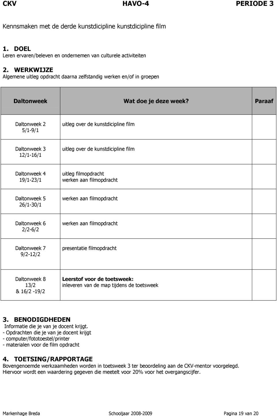 inleveren van de map tijdens de toetsweek Informatie die je van je docent krijgt.