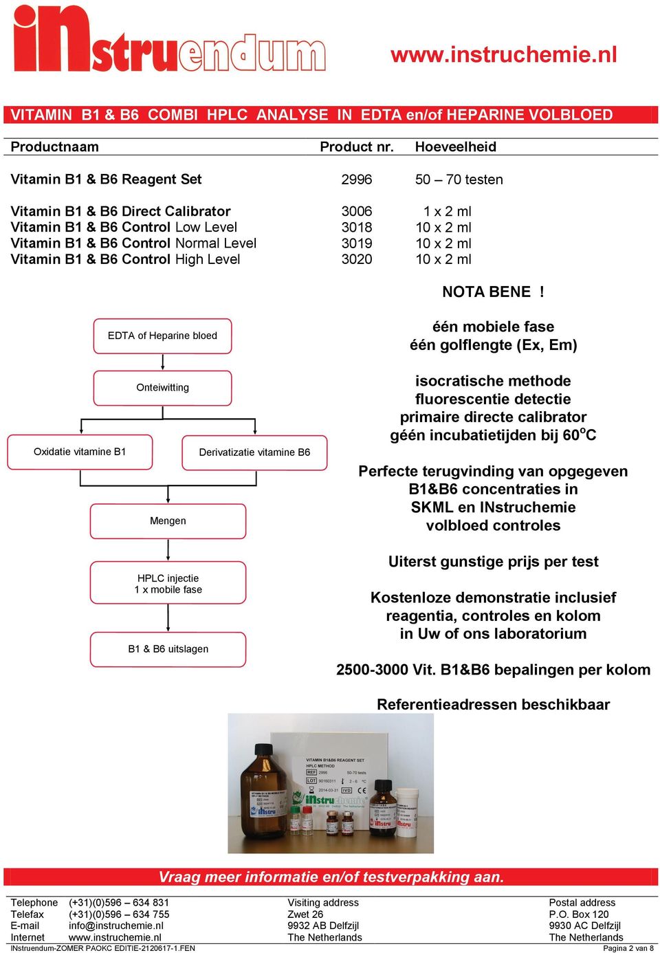 x 2 ml Vitamin B1 & B6 Control High Level 3020 10 x 2 ml NOTA BENE!