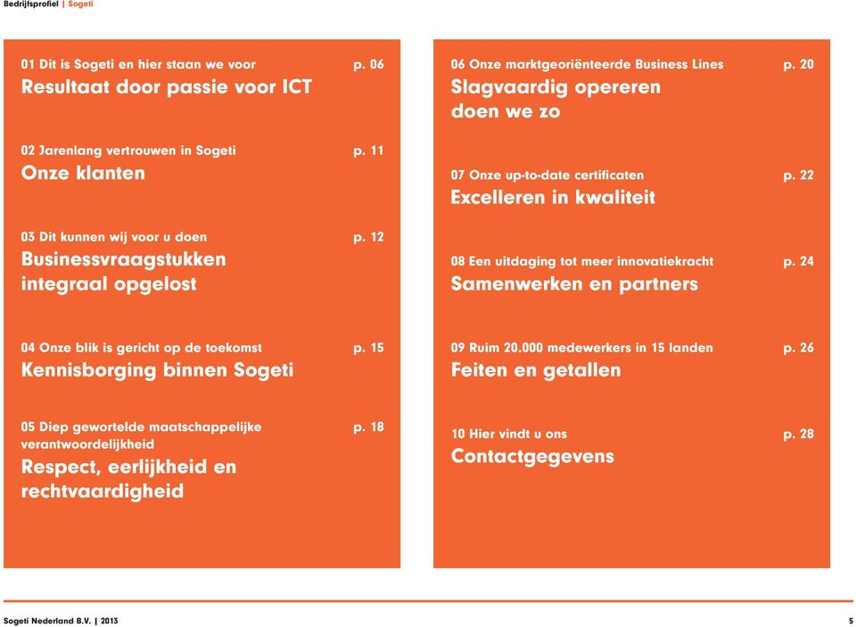 22 Een uitdaging tot meer innovatiekracht p. 24 Onze blik is gericht op de toekomst p. 15 Ruim 20.