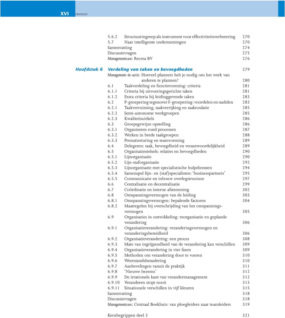 je nodig om het werk van anderen te plannen? 280 6.1 Taakverdeling en functievorming: criteria 281 6.1.1 Criteria bij uitvoeringsgerichte taken 281 6.1.2 Extra criteria bij leidinggevende taken 283 6.