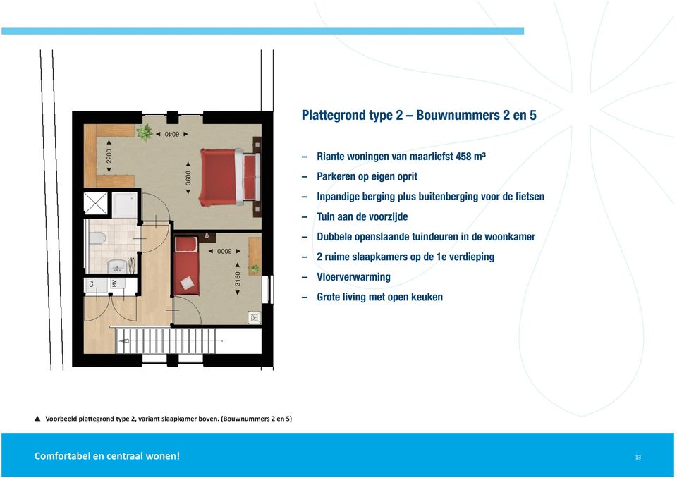 tuindeuren in de woonkamer 2 ruime slaapkamers op de 1e verdieping Vloerverwarming Grote living met open