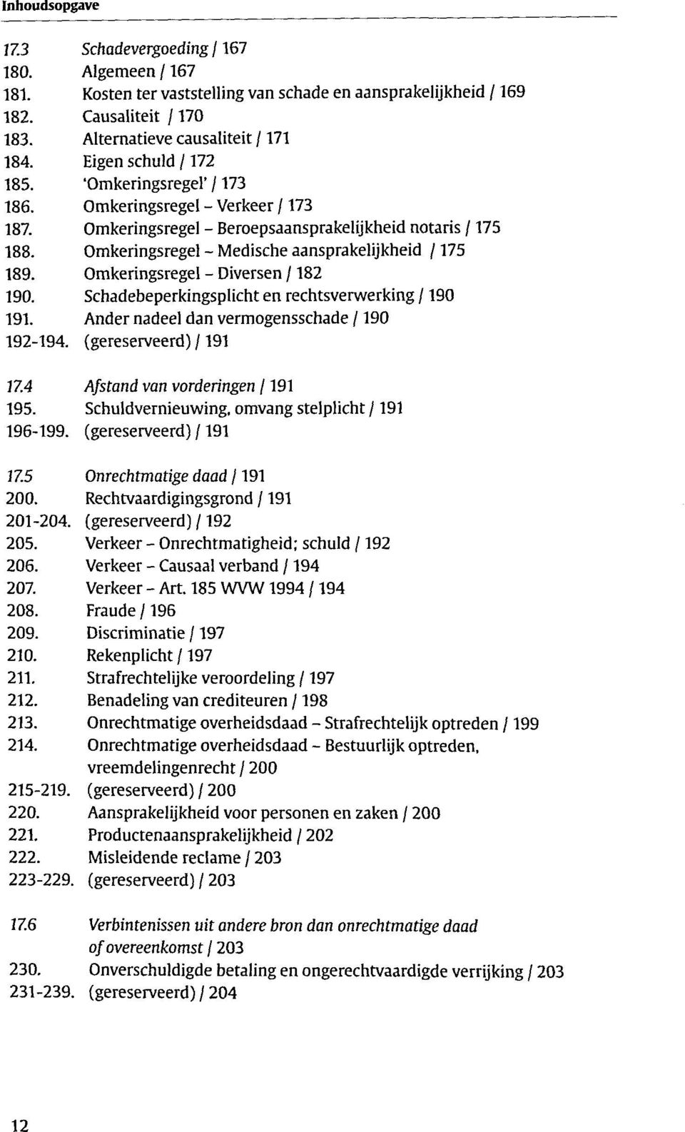 Omkeringsregel - Diversen /182 190. Schadebeperkingsplicht en rechtsverwerking /190 191. Ander nadeel dan vermogensschade /190 192-194. (gereserveerd) /191 17.4 Afstand van vorderingen /191 195.