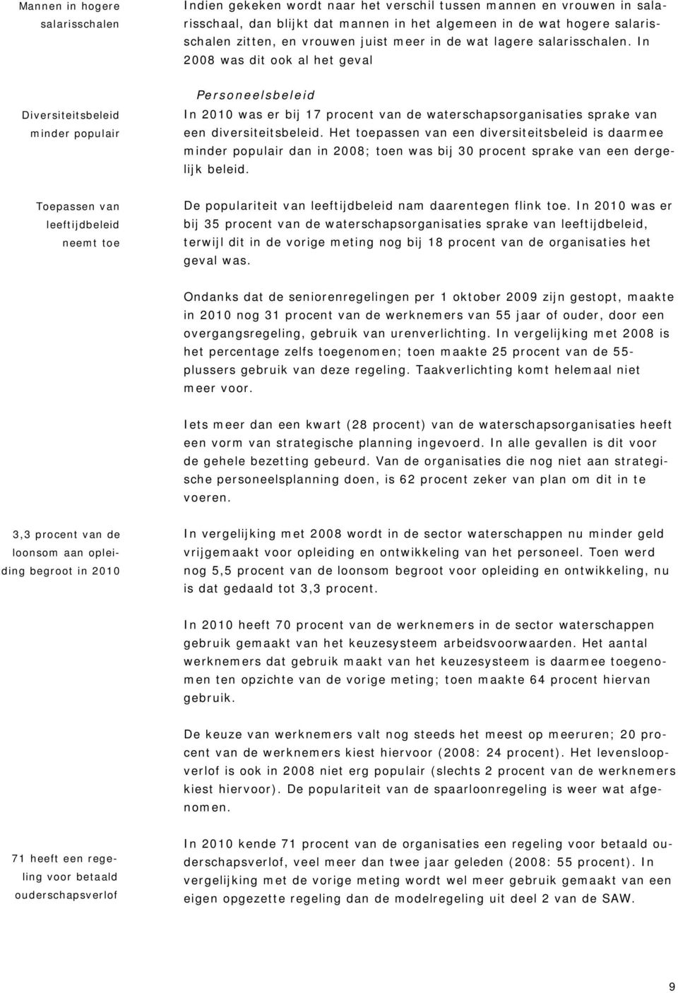 In 2008 was dit ook al het geval Diversiteitsbeleid minder populair Personeelsbeleid In 2010 was er bij 17 procent van de waterschapsorganisaties sprake van een diversiteitsbeleid.