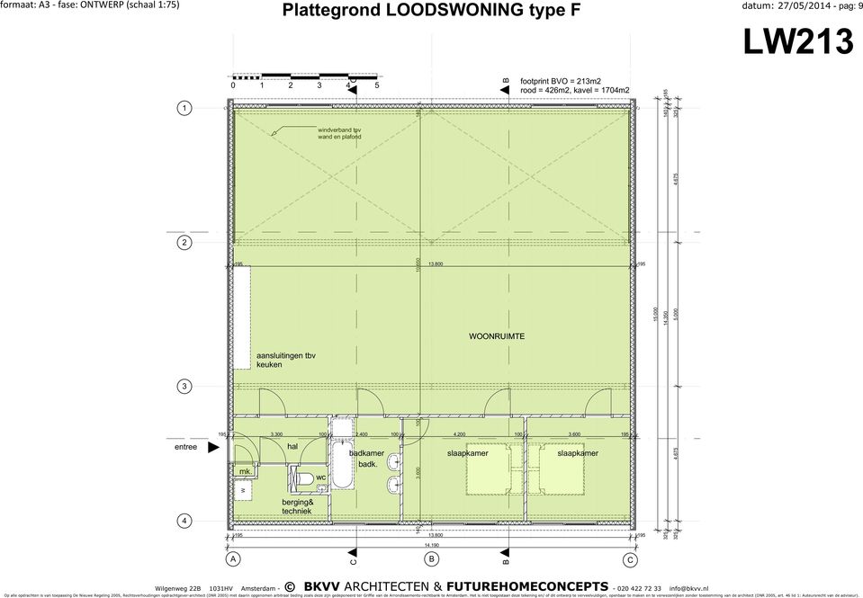 7/5/ - pag: 9 5 footprint VO = m rood = 6m, kavel = 7m WOONRUIMTE aansluitingen tbv