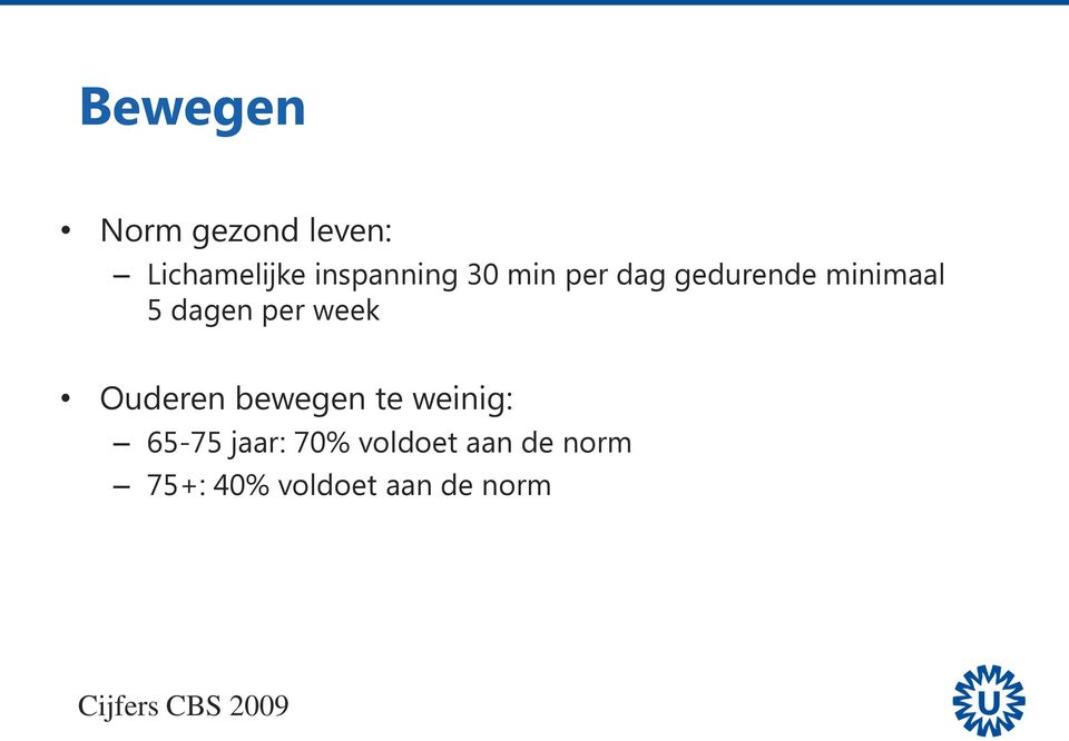 Ouderen bewegen te weinig: 65-75 jaar: 70% voldoet