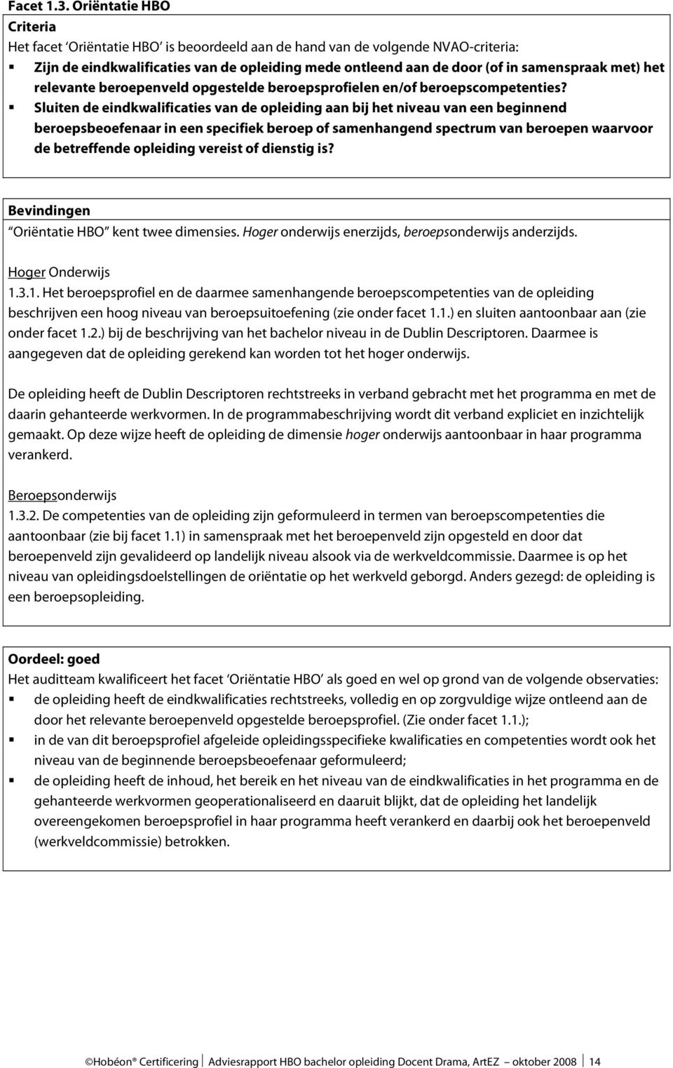 het relevante beroepenveld opgestelde beroepsprofielen en/of beroepscompetenties?