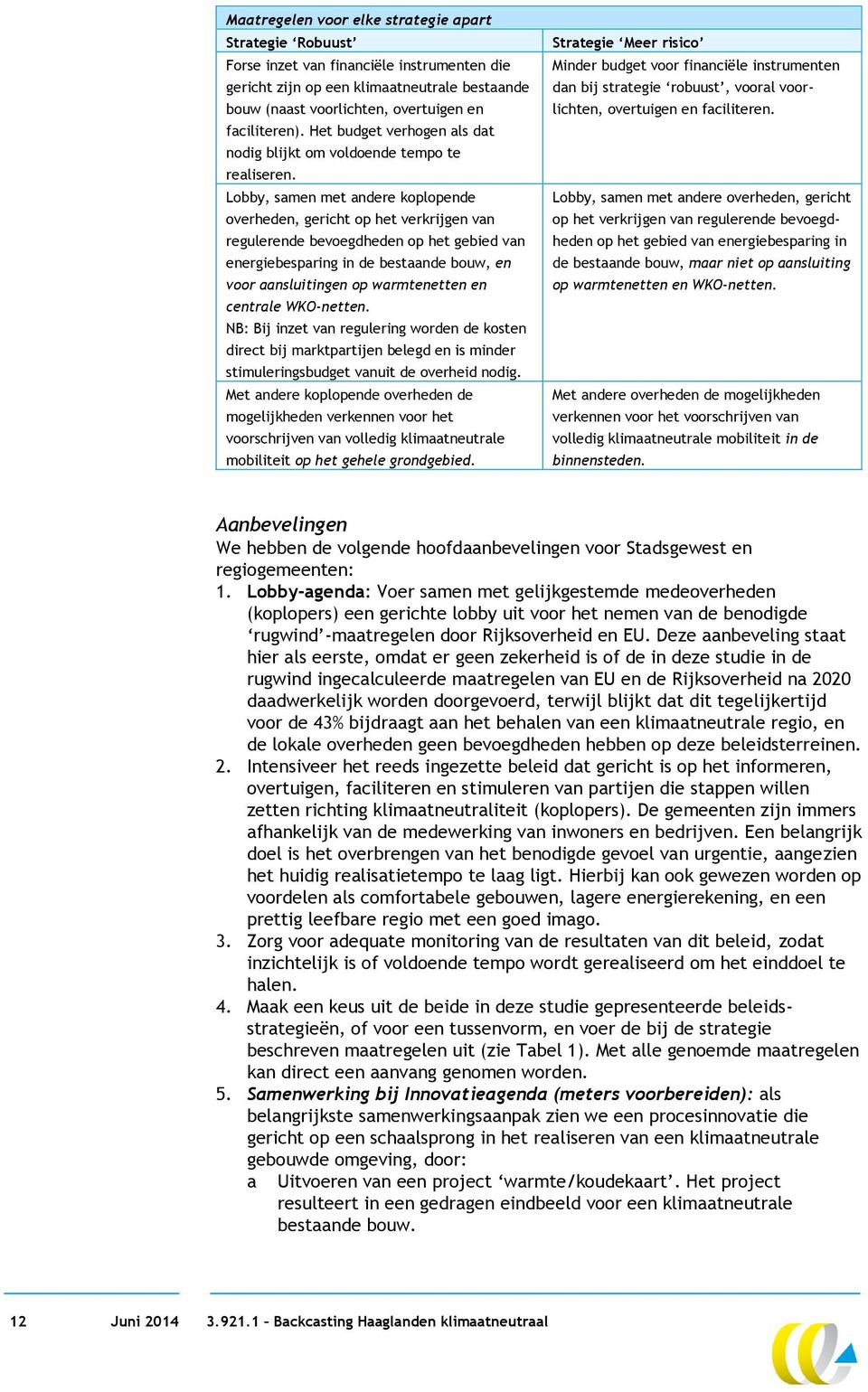 Lobby, samen met andere koplopende overheden, gericht op het verkrijgen van regulerende bevoegdheden op het gebied van energiebesparing in de bestaande bouw, en voor aansluitingen op warmtenetten en