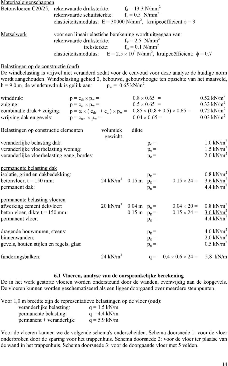 1 N/mm 2 elasticiteitsmodulus: E = 2.5 10 3 N/mm 2, kruipcoëfficient: = 0.