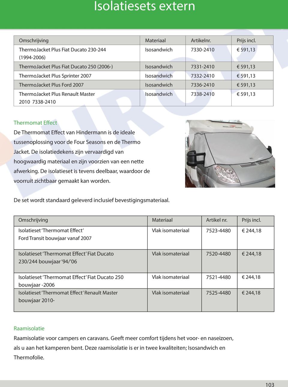 7332-2410 591,13 ThermoJacket Plus Ford 2007 Isosandwich 7336-2410 591,13 ThermoJacket Plus Renault Master 2010 7338-2410 Isosandwich 7338-2410 591,13 Thermomat Effect De Thermomat Effect van