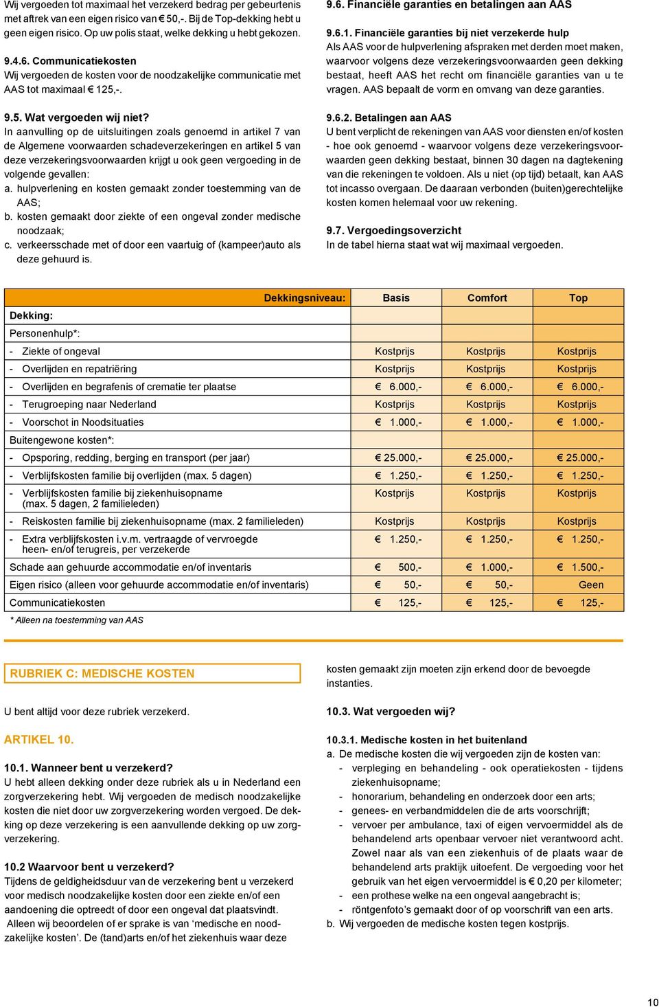 In aanvulling op de uitsluitingen zoals genoemd in artikel 7 van de Algemene voorwaarden schadeverzekeringen en artikel 5 van deze verzekeringsvoorwaarden krijgt u ook geen vergoeding in de volgende