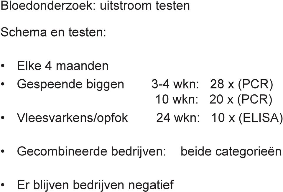 (PCR) Vleesvarkens/opfok 24 wkn: 10 x (ELISA)