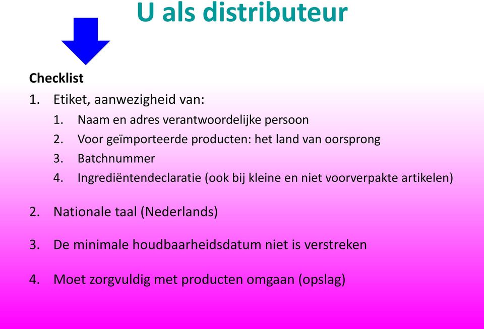 Voor geïmporteerde producten: het land van oorsprong 3. Batchnummer 4.