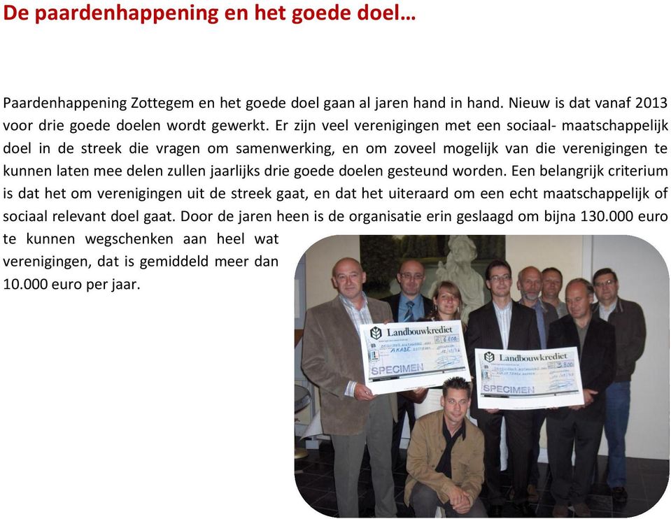 zullen jaarlijks drie goede doelen gesteund worden.