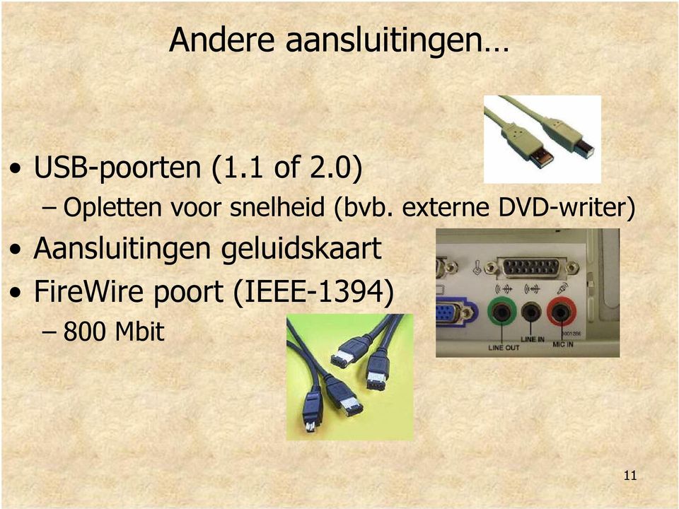 externe DVD-writer) Aansluitingen