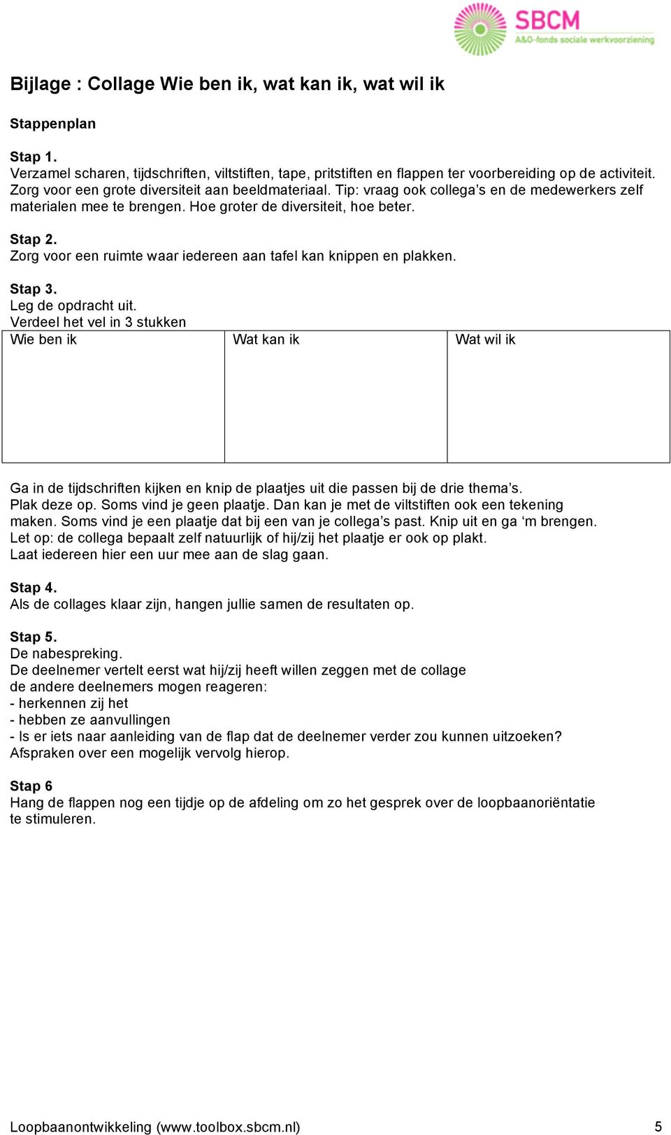 Zorg voor een ruimte waar iedereen aan tafel kan knippen en plakken. Stap 3. Leg de opdracht uit.