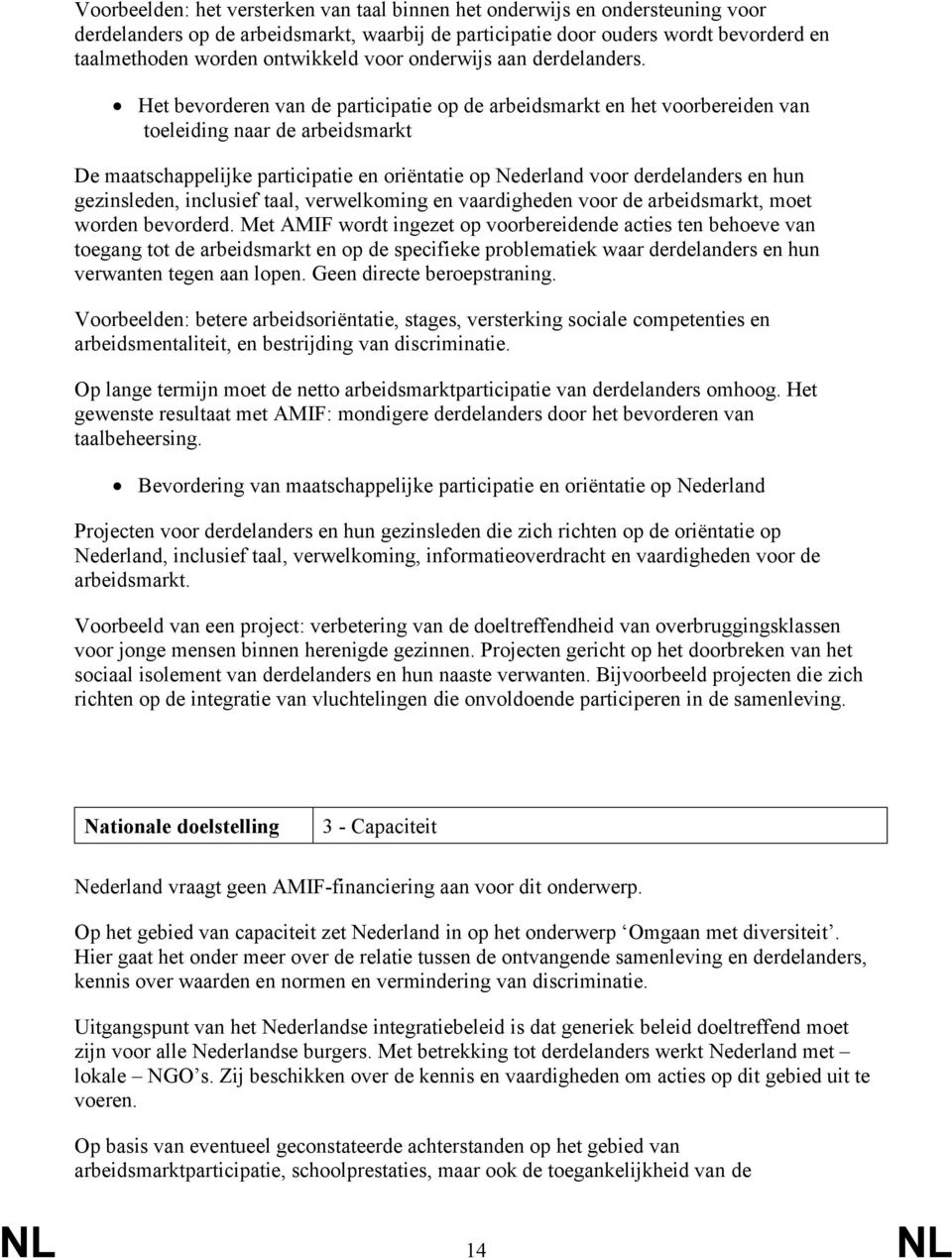 Het bevorderen van de participatie op de arbeidsmarkt en het voorbereiden van toeleiding naar de arbeidsmarkt De maatschappelijke participatie en oriëntatie op Nederland voor derdelanders en hun