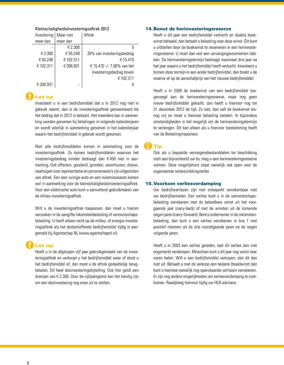 931-0 Investeert u in een bedrijfsmiddel dat u in 2012 nog niet in gebruik neemt, dan is de investeringsaftrek gemaximeerd tot het bedrag dat in 2012 is betaald.