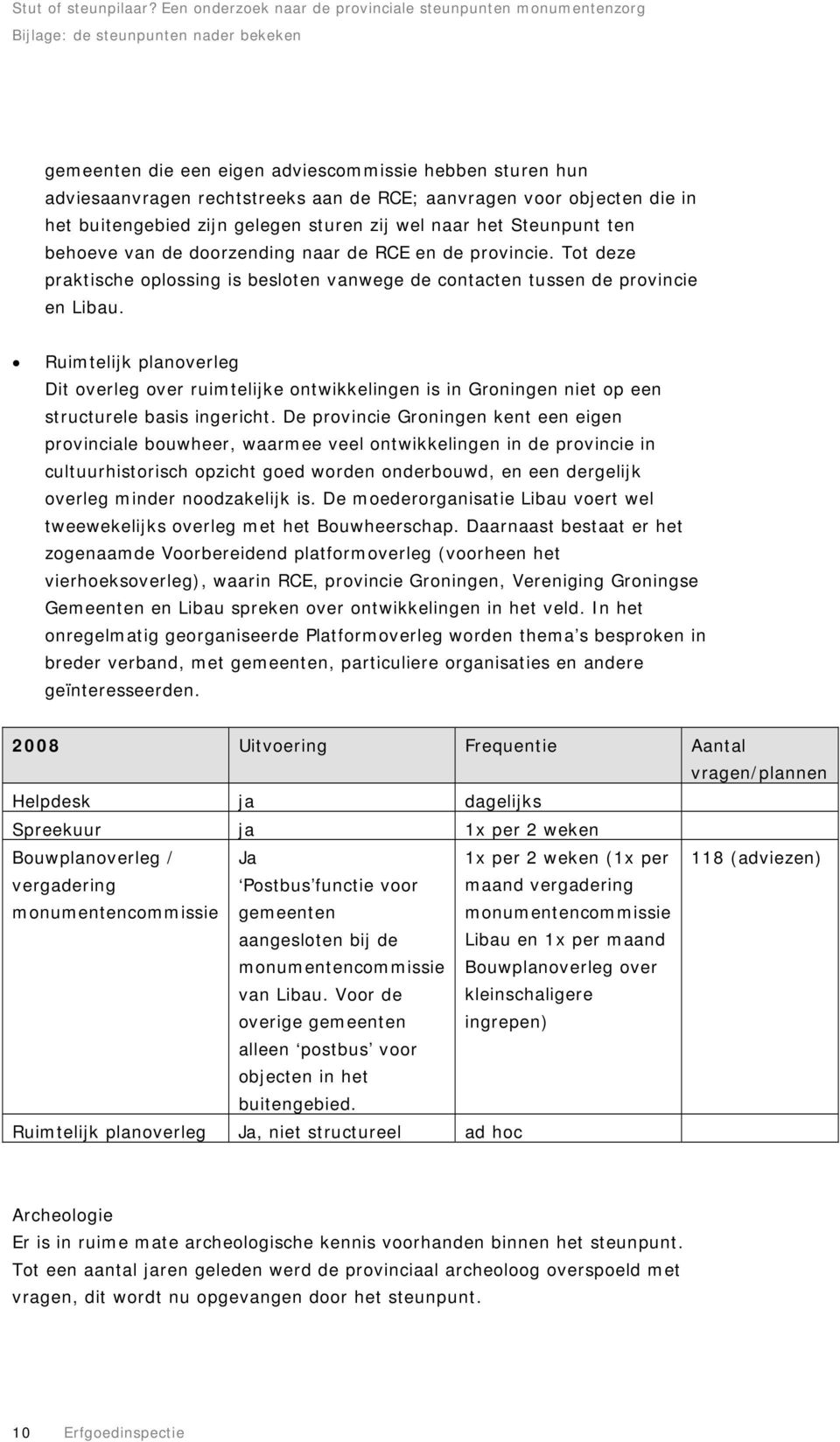 Ruimtelijk planoverleg Dit overleg over ruimtelijke ontwikkelingen is in Groningen niet op een structurele basis ingericht.