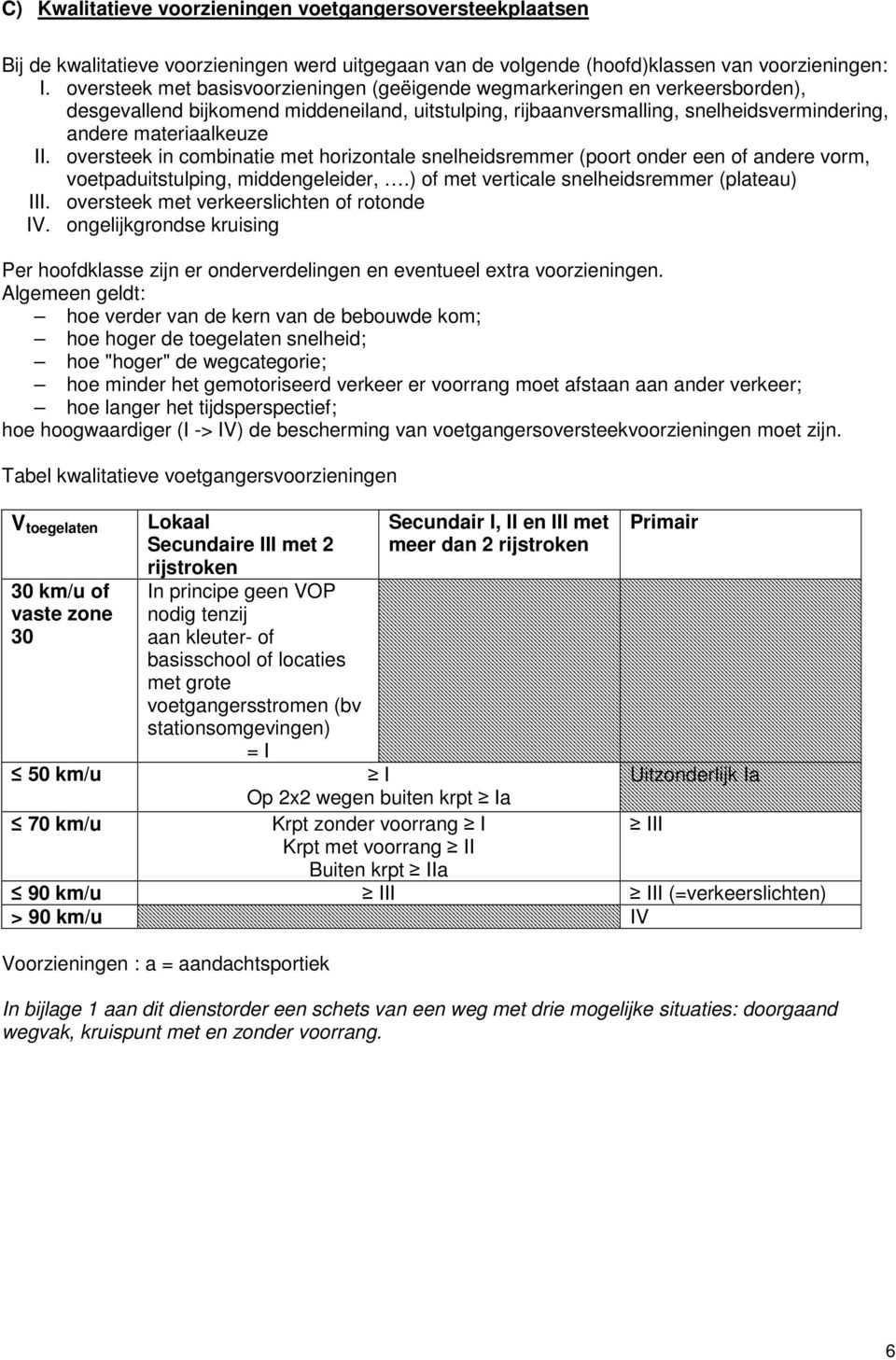 oversteek in combinatie met horizontale snelheidsremmer (poort onder een of andere vorm, voetpaduitstulping, middengeleider,.) of met verticale snelheidsremmer (plateau) III.